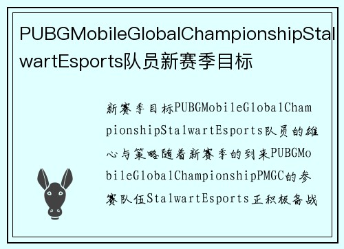 PUBGMobileGlobalChampionshipStalwartEsports队员新赛季目标
